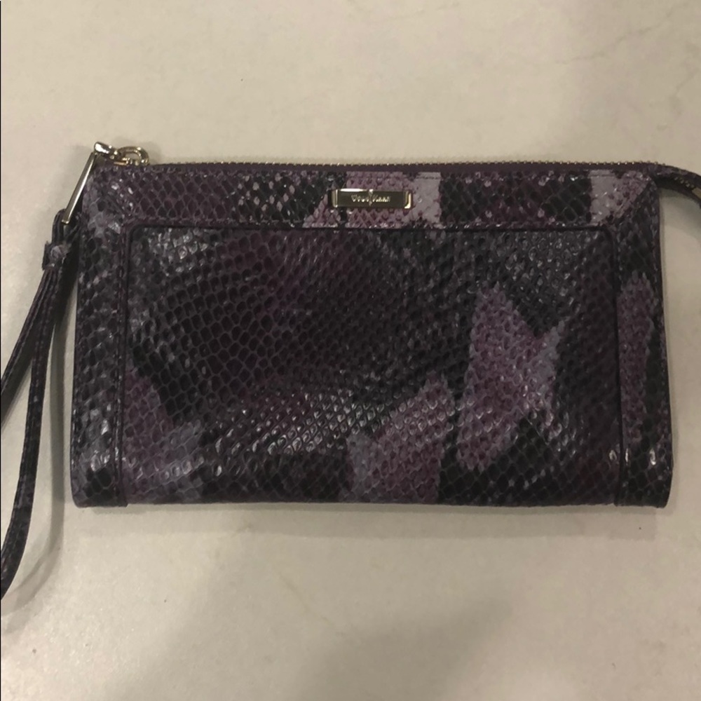 Purple snakeskin Cole Haan clutch